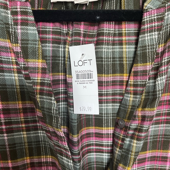 LOFT Plaid Tunic Top - Red, Green, Black - Picture 3 of 3